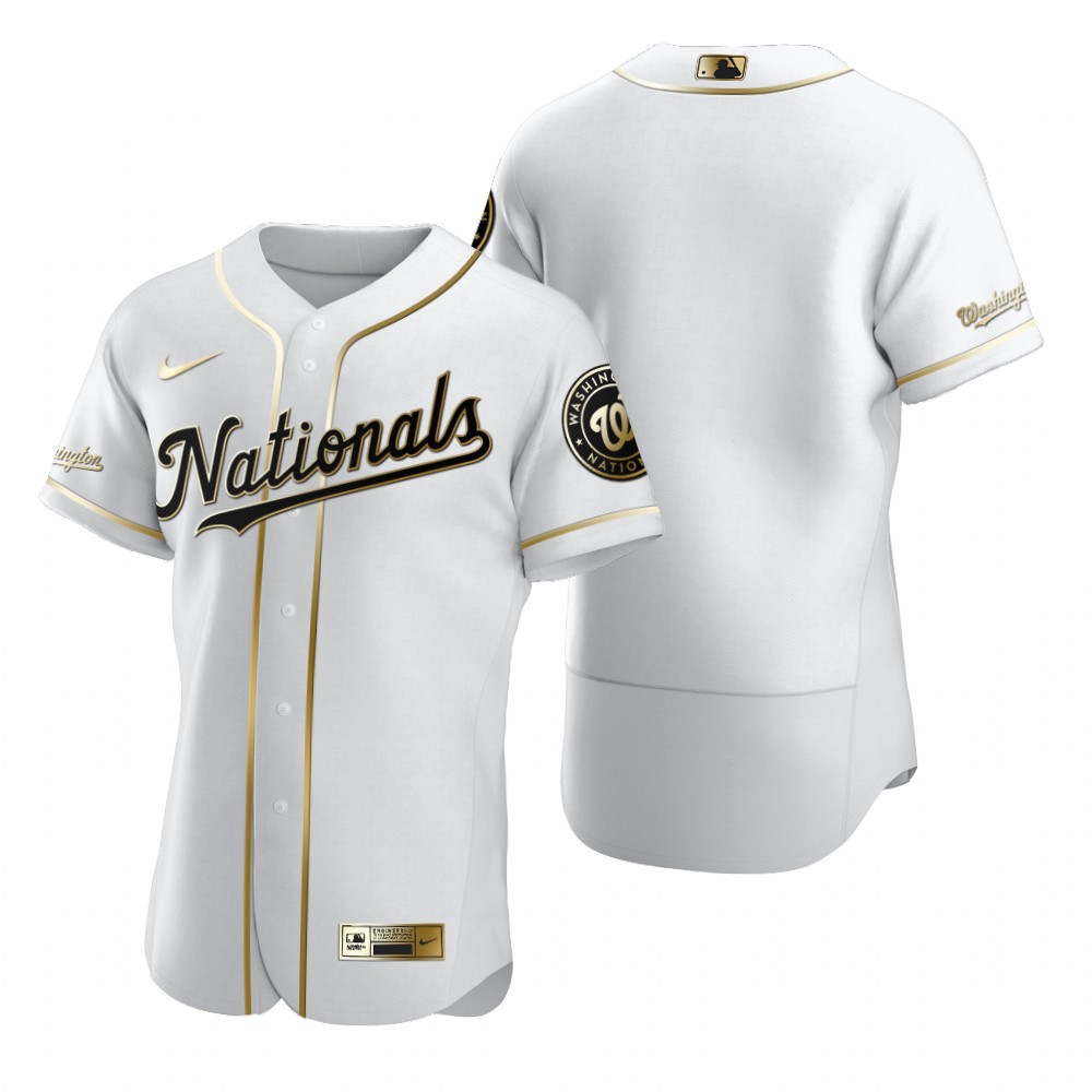 Washington Nationals Blank White Nike Men's Authentic Golden Edition MLB Jersey Washington Nationals Blank White Nike Men's Authentic Golden Edition MLB Jersey