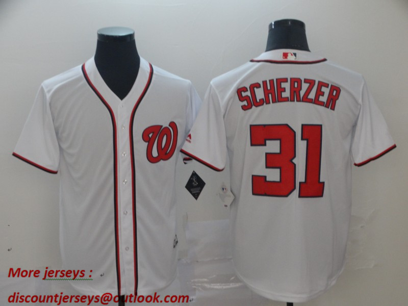 Nationals 31 Max Scherzer White Cool Base Jersey Nationals 31 Max Scherzer White Cool Base Jersey