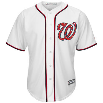 Washington Nationals Majestic Stars & Stripes 4th of July Cool Base Jersey - White Washington Nationals Majestic Stars & Stripes 4th of July Cool Base Jersey - White