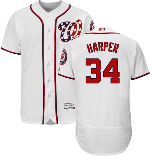 Nationals #34 Bryce Harper White Flexbase Authentic Collection Stitched MLB Jersey Nationals #34 Bryce Harper White Flexbase Authentic Collection Stitched MLB Jersey