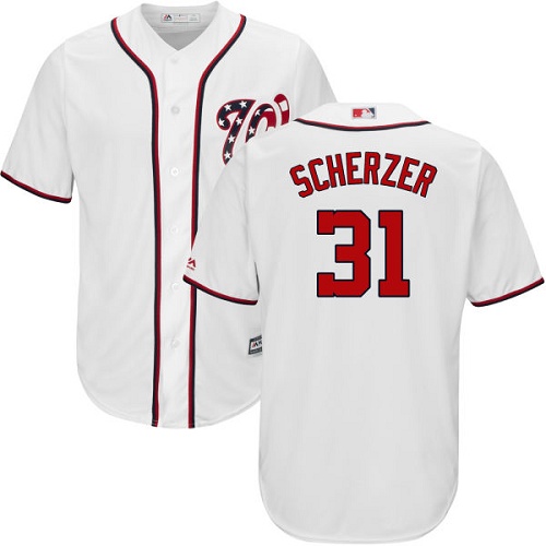 Nationals #31 Max Scherzer White New Cool Base Stitched MLB Jersey Nationals #31 Max Scherzer White New Cool Base Stitched MLB Jersey