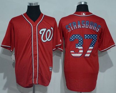 Nationals #37 Stephen Strasburg Red USA Flag Fashion Stitched MLB Jersey Nationals #37 Stephen Strasburg Red USA Flag Fashion Stitched MLB Jersey