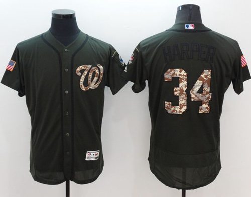 Nationals #34 Bryce Harper Green Flexbase Authentic Collection Salute to Service Stitched MLB Jersey Nationals #34 Bryce Harper Green Flexbase Authentic Collection Salute to Service Stitched MLB Jersey