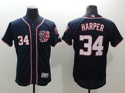 Nationals #34 Bryce Harper Navy Blue Flexbase Authentic Collection Stitched MLB Jersey Nationals #34 Bryce Harper Navy Blue Flexbase Authentic Collection Stitched MLB Jersey