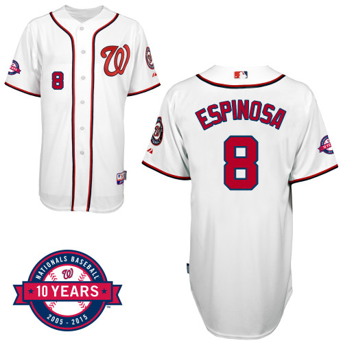 Washington Nationals#8 Espinosa Authentic Personalized Home White Jersey 10th Anniversary Patch Washington Nationals#8 Espinosa Authentic Personalized Home White Jersey 10th Anniversary Patch