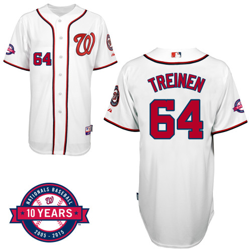 Washington Nationals#64 treinen Authentic Personalized Home White Jersey 10th Anniversary Patch Washington Nationals#64 treinen Authentic Personalized Home White Jersey 10th Anniversary Patch
