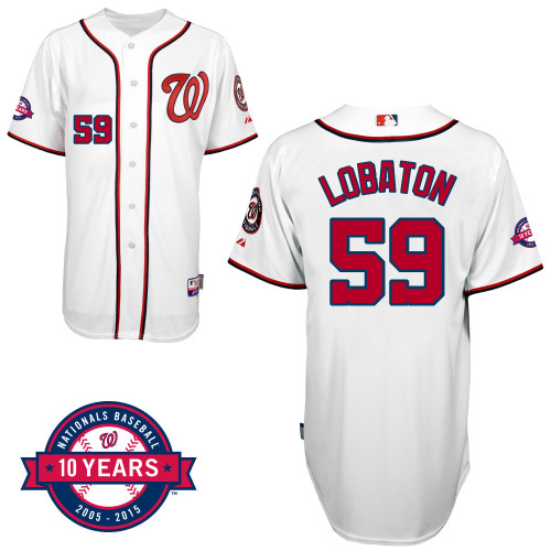 Washington Nationals#59 Lobaton Authentic Personalized Home White Jersey 10th Anniversary Patch Washington Nationals#59 Lobaton Authentic Personalized Home White Jersey 10th Anniversary Patch