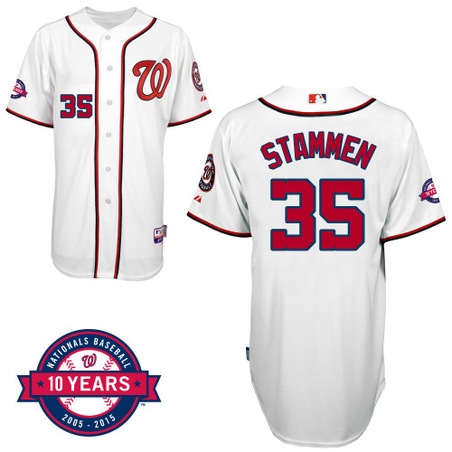 Washington Nationals#35 Stammen Authentic Personalized Home White Jersey 10th Anniversary Patch Washington Nationals#35 Stammen Authentic Personalized Home White Jersey 10th Anniversary Patch