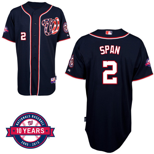 Washington Nationals#2 Span Authentic Personalized Alternate Blue Jersey 10th Anniversary Patch Washington Nationals#2 Span Authentic Personalized Alternate Blue Jersey 10th Anniversary Patch
