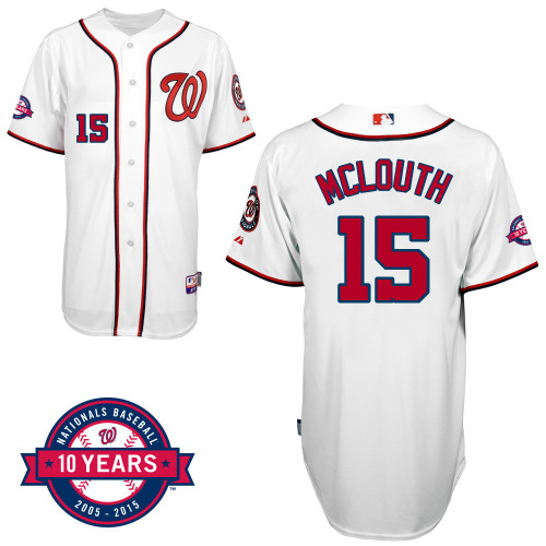 Washington Nationals#15 Mclouth Authentic Personalized Home White Jersey 10th Anniversary Patch Washington Nationals#15 Mclouth Authentic Personalized Home White Jersey 10th Anniversary Patch