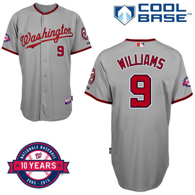 Washington Nationals #9 Williams Authentic Personalized Road Gray Jersey 10th Anniversary Patch Washington Nationals #9 Williams Authentic Personalized Road Gray Jersey 10th Anniversary Patch