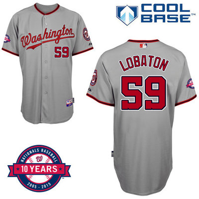 Washington Nationals #59 Lobaton Authentic Personalized Road Gray Jersey 10th Anniversary Patch Washington Nationals #59 Lobaton Authentic Personalized Road Gray Jersey 10th Anniversary Patch