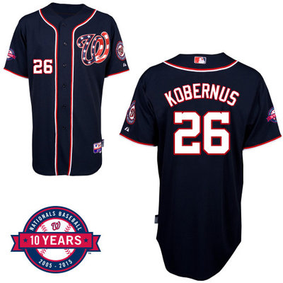 Washington Nationals#26 Kobernus Authentic Personalized Alternate Blue Jersey 10th Anniversary Patch Washington Nationals#26 Kobernus Authentic Personalized Alternate Blue Jersey 10th Anniversary Patch
