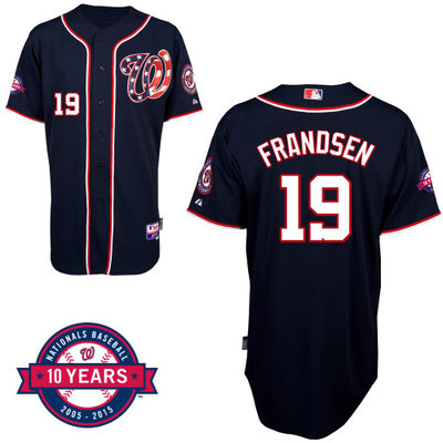 Washington Nationals#19 Frandsen Authentic Personalized Alternate Blue Jersey 10th Anniversary Patch Washington Nationals#19 Frandsen Authentic Personalized Alternate Blue Jersey 10th Anniversary Patch