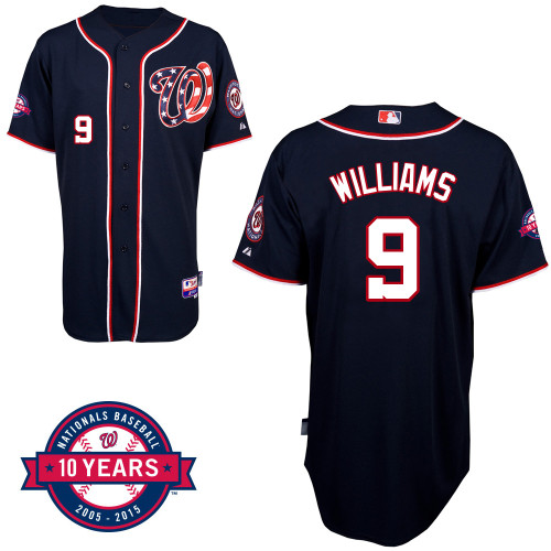 Washington Nationals#9 Williams Authentic Personalized Alternate Blue Jersey 10th Anniversary Patch Washington Nationals#9 Williams Authentic Personalized Alternate Blue Jersey 10th Anniversary Patch