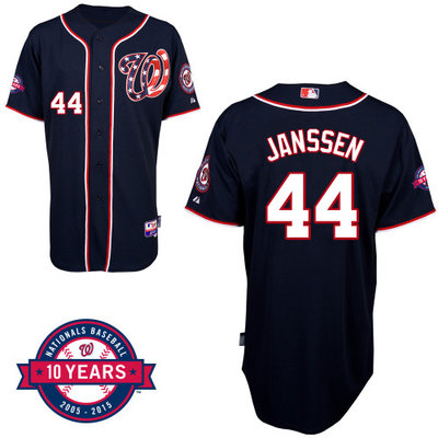 Washington Nationals#44 Janssen Authentic Personalized Alternate Blue Jersey 10th Anniversary Patch Washington Nationals#44 Janssen Authentic Personalized Alternate Blue Jersey 10th Anniversary Patch