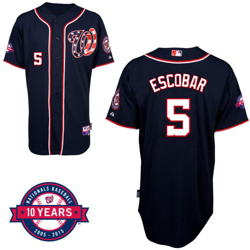 Washington Nationals#5 Escobar Authentic Personalized Alternate Blue Jersey 10th Anniversary Patch Washington Nationals#5 Escobar Authentic Personalized Alternate Blue Jersey 10th Anniversary Patch