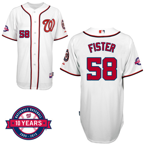 Washington Nationals#58 Fister Authentic Personalized Home White Jersey 10th Anniversary Patch Washington Nationals#58 Fister Authentic Personalized Home White Jersey 10th Anniversary Patch