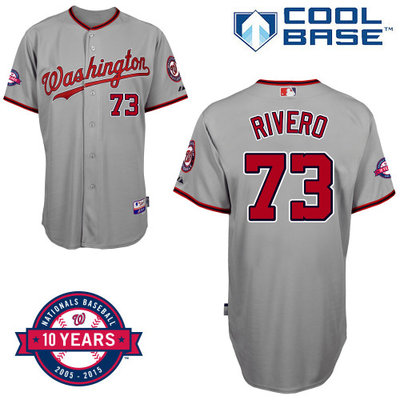 Washington Nationals #73 Rivero Authentic Personalized Road Gray Jersey 10th Anniversary Patch Washington Nationals #73 Rivero Authentic Personalized Road Gray Jersey 10th Anniversary Patch