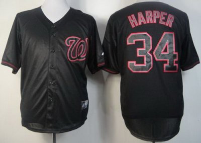 Washington Nationals 34 Bryce Harper Black Fashion MLB Jerseys Washington Nationals 34 Bryce Harper Black Fashion MLB Jerseys