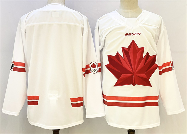 Men's Canada Hockey Blank White Stitched Jersey Men's Canada Hockey Blank White Stitched Jersey