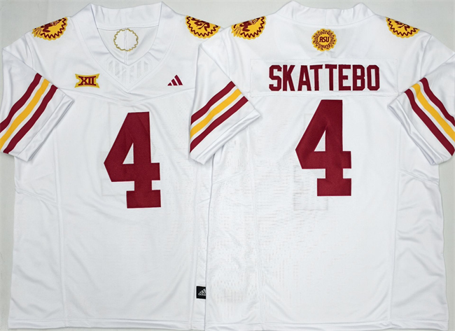 Men's Arizona State Sun Devils #4 Cam Skattebo White 2025 F.U.S.E. Vapor Limited Stitched Jersey Men's Arizona State Sun Devils #4 Cam Skattebo White 2025 F.U.S.E. Vapor Limited Stitched Jersey