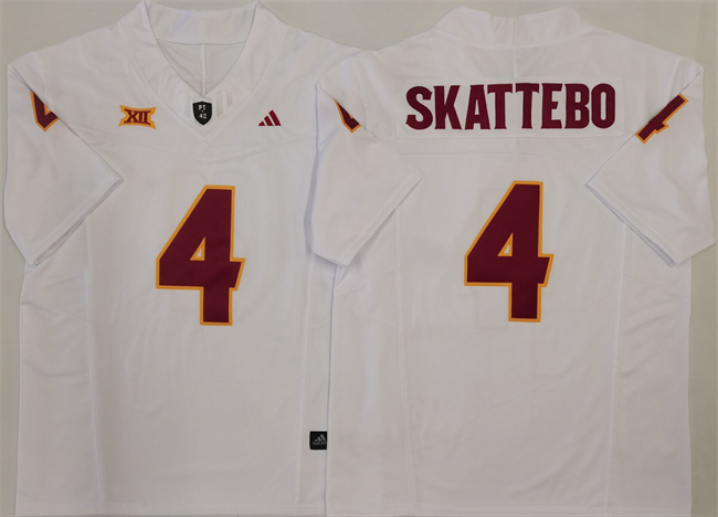 Men's Arizona State Sun Devils #4 Cam Skattebo White 2024 F.U.S.E. Vapor Limited Stitched Jersey Men's Arizona State Sun Devils #4 Cam Skattebo White 2024 F.U.S.E. Vapor Limited Stitched Jersey