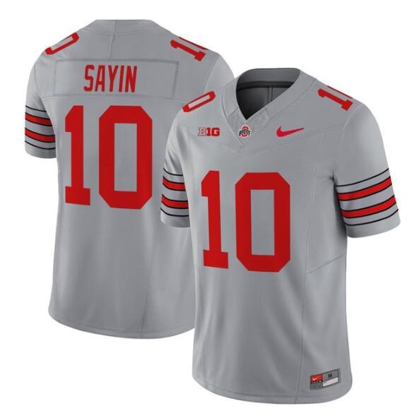 Men's Ohio State Buckeyes #10 Julian Sayin Gray F.U.S.E. Stitched Football Jersey Men's Ohio State Buckeyes #10 Julian Sayin Gray F.U.S.E. Stitched Football Jersey