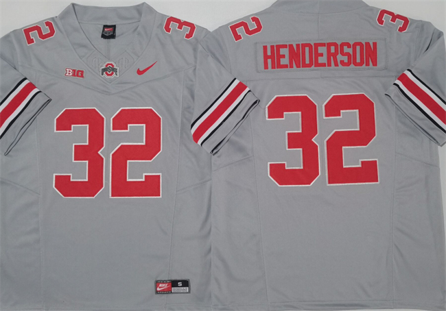 Men's Ohio State Buckeyes #32 TreVeyon Henderson Grey 2024 F.U.S.E. Limited Stitched Jersey Men's Ohio State Buckeyes #32 TreVeyon Henderson Grey 2024 F.U.S.E. Limited Stitched Jersey
