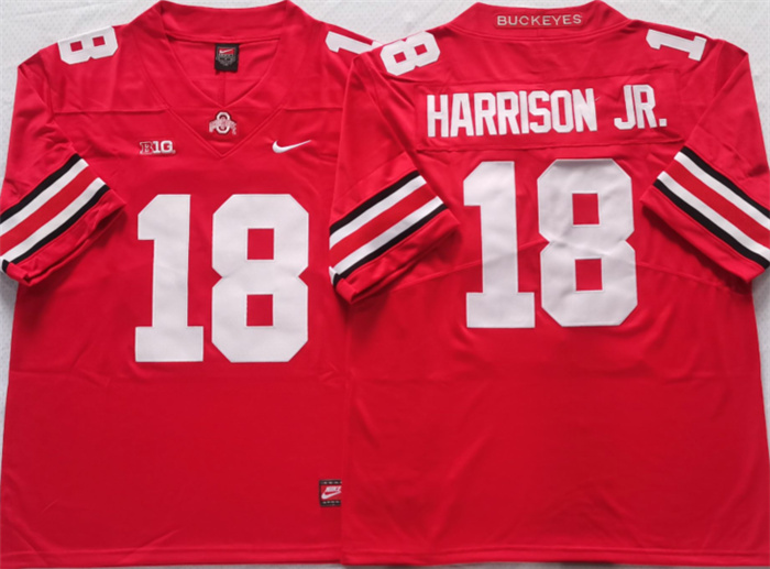 Men's Ohio State Buckeyes #18 Harrinson Jr Red Stitched Jersey Men's Ohio State Buckeyes #18 Harrinson Jr Red Stitched Jersey