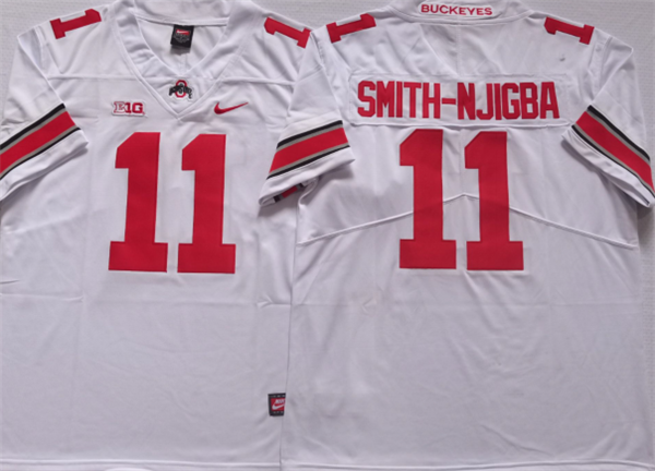 Men's Ohio State Buckeyes #11 SMITH-NJIGBA White Stitched Jersey Men's Ohio State Buckeyes #11 SMITH-NJIGBA White Stitched Jersey