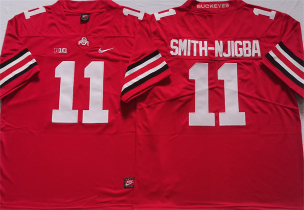 Men's Ohio State Buckeyes #11 SMITH-NJIGBA Red Stitched Jersey Men's Ohio State Buckeyes #11 SMITH-NJIGBA Red Stitched Jersey