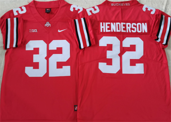 Men's Ohio State Buckeyes #32 HENDERSON Red Stitched Jersey Men's Ohio State Buckeyes #32 HENDERSON Red Stitched Jersey