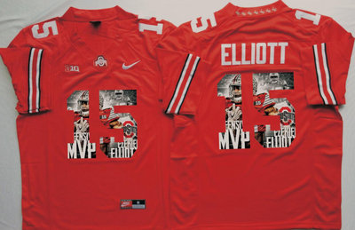 Ohio State Buckeyes 15 Ezekiel Elliott Red With Silver Logo Portrait Number College Jersey Ohio State Buckeyes 15 Ezekiel Elliott Red With Silver Logo Portrait Number College Jersey