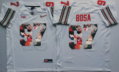 Ohio State Buckeyes 97 Joey Bosa White With Silver Logo Portrait Number College Jersey Ohio State Buckeyes 97 Joey Bosa White With Silver Logo Portrait Number College Jersey