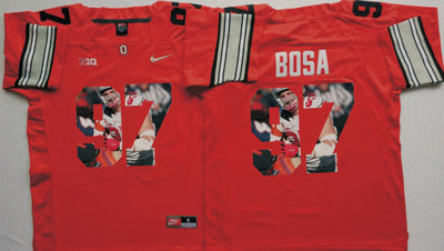 Ohio State Buckeyes 97 Joey Bosa Red With Silver Logo Portrait Number College Jersey Ohio State Buckeyes 97 Joey Bosa Red With Silver Logo Portrait Number College Jersey