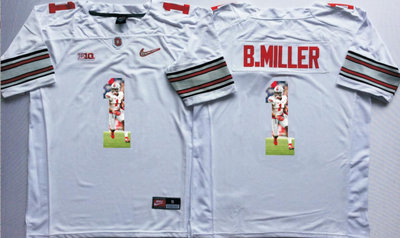 Ohio State Buckeyes 1 B.Miller White With Silver Logo Portrait Number College Jersey Ohio State Buckeyes 1 B.Miller White With Silver Logo Portrait Number College Jersey