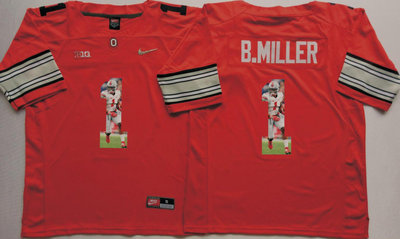 Ohio State Buckeyes 1 B.Miller Red With Silver Logo Portrait Number College Jersey Ohio State Buckeyes 1 B.Miller Red With Silver Logo Portrait Number College Jersey