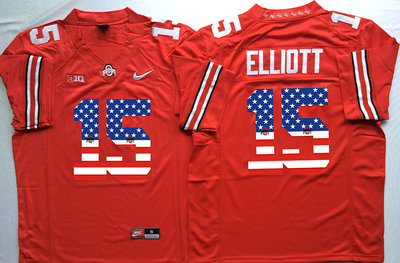 Ohio State Buckeyes 15 Ezekiel Elliott Red US Flag College Football Jersey Ohio State Buckeyes 15 Ezekiel Elliott Red US Flag College Football Jersey