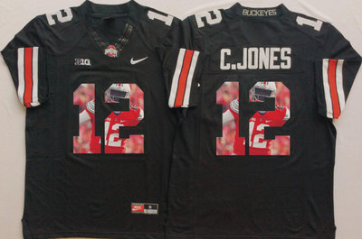 Ohio State Buckeyes 12 C.Jones Black New Portrait Number College Jersey Ohio State Buckeyes 12 C.Jones Black New Portrait Number College Jersey
