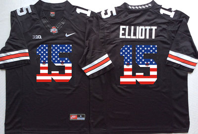 Ohio State Buckeyes 15 Ezekiel Elliott Black USA Flag College Jersey Ohio State Buckeyes 15 Ezekiel Elliott Black USA Flag College Jersey