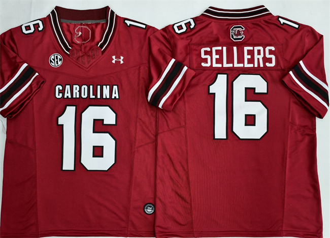 Men's South Carolina Fighting Gamecocks #16 LaNorris Sellers Red F.U.S.E. Stitched Jersey Men's South Carolina Fighting Gamecocks #16 LaNorris Sellers Red F.U.S.E. Stitched Jersey