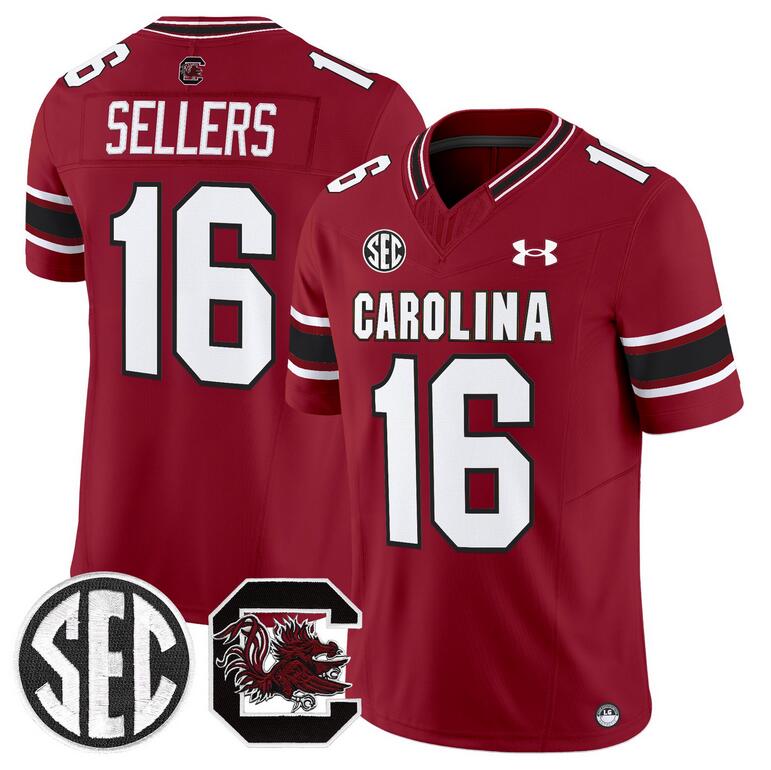 Men's South Carolina Gamecocks #16 LaNorris Sellers Garnet 2025 F.U.S.E. Stitched Jersey Men's South Carolina Gamecocks #16 LaNorris Sellers Garnet 2025 F.U.S.E. Stitched Jersey