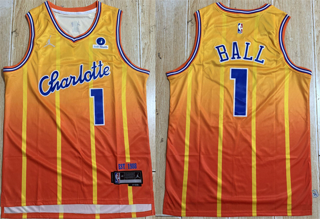 Men's Charlotte Hornets #1 LaMelo Ball Orange 2025-26 City Edition Stitched Basketball Jersey Men's Charlotte Hornets #1 LaMelo Ball Orange 2025-26 City Edition Stitched Basketball Jersey