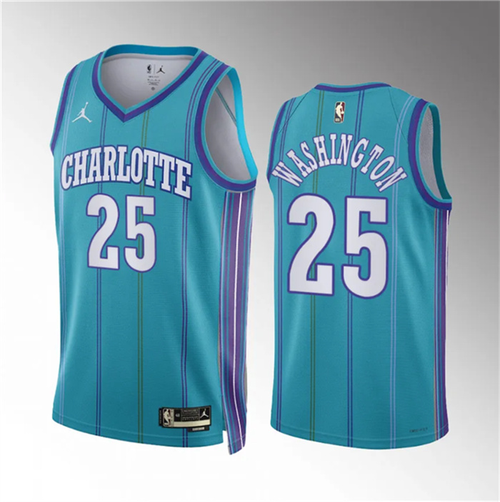 Men's Charlotte Hornets #25 P.J. Washington Teal 2023 24 Classic Edition Stitched Basketball Jersey Men's Charlotte Hornets #25 P.J. Washington Teal 2023 24 Classic Edition Stitched Basketball Jersey