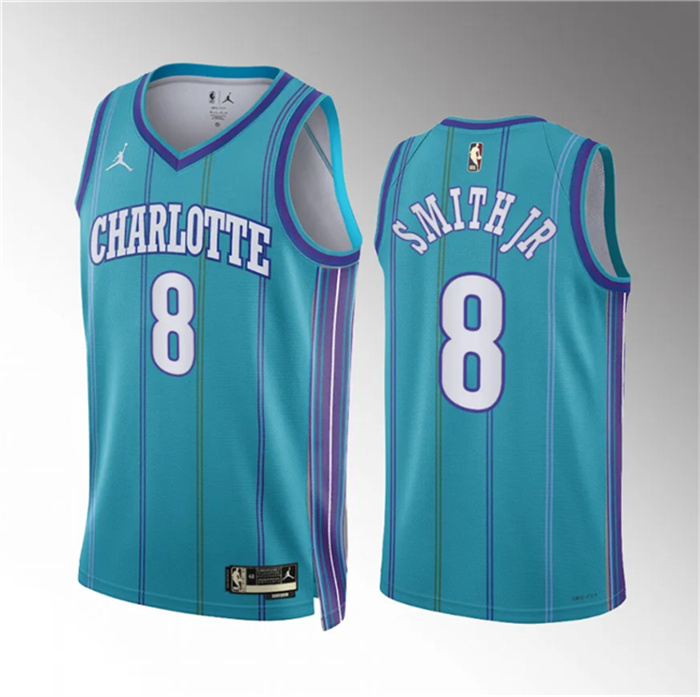 Men's Charlotte Hornets #8 Nick Smith Jr. Teal 2023 24 Classic Edition Stitched Basketball Jersey Men's Charlotte Hornets #8 Nick Smith Jr. Teal 2023 24 Classic Edition Stitched Basketball Jersey