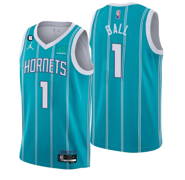 Men's Charlotte Hornets #1 LaMelo Ball 2022-23 Icon Edition No.6 Patch Stitched Basketball Jersey Men's Charlotte Hornets #1 LaMelo Ball 2022-23 Icon Edition No.6 Patch Stitched Basketball Jersey