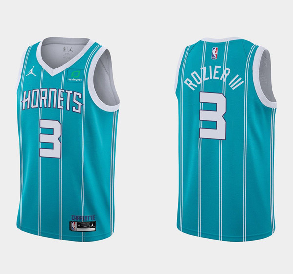 Men's Charlotte Hornets #3 Terry Rozier III Aqua Stitched Basketball Jersey Men's Charlotte Hornets #3 Terry Rozier III Aqua Stitched Basketball Jersey