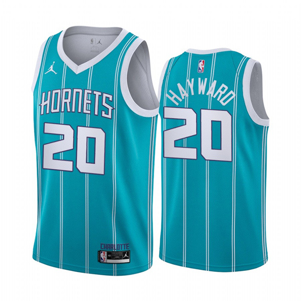 Men's Charlotte Hornets #20 Gordan Hayward Aqua Stitched Basketball Jersey Men's Charlotte Hornets #20 Gordan Hayward Aqua Stitched Basketball Jersey