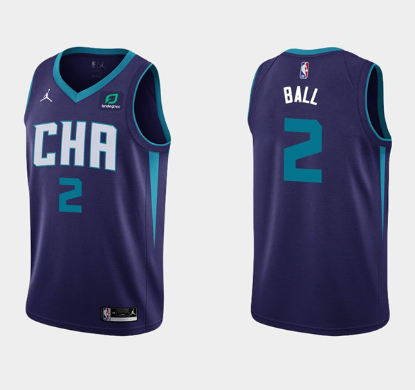 Men's Charlotte Hornets #2 LaMelo Ball Purple Stitched Basketball Jersey Men's Charlotte Hornets #2 LaMelo Ball Purple Stitched Basketball Jersey
